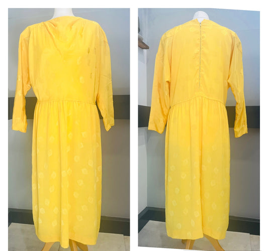 Vintage Dresses | 1980s Yellow Sunshine Midi Dress | Frock33