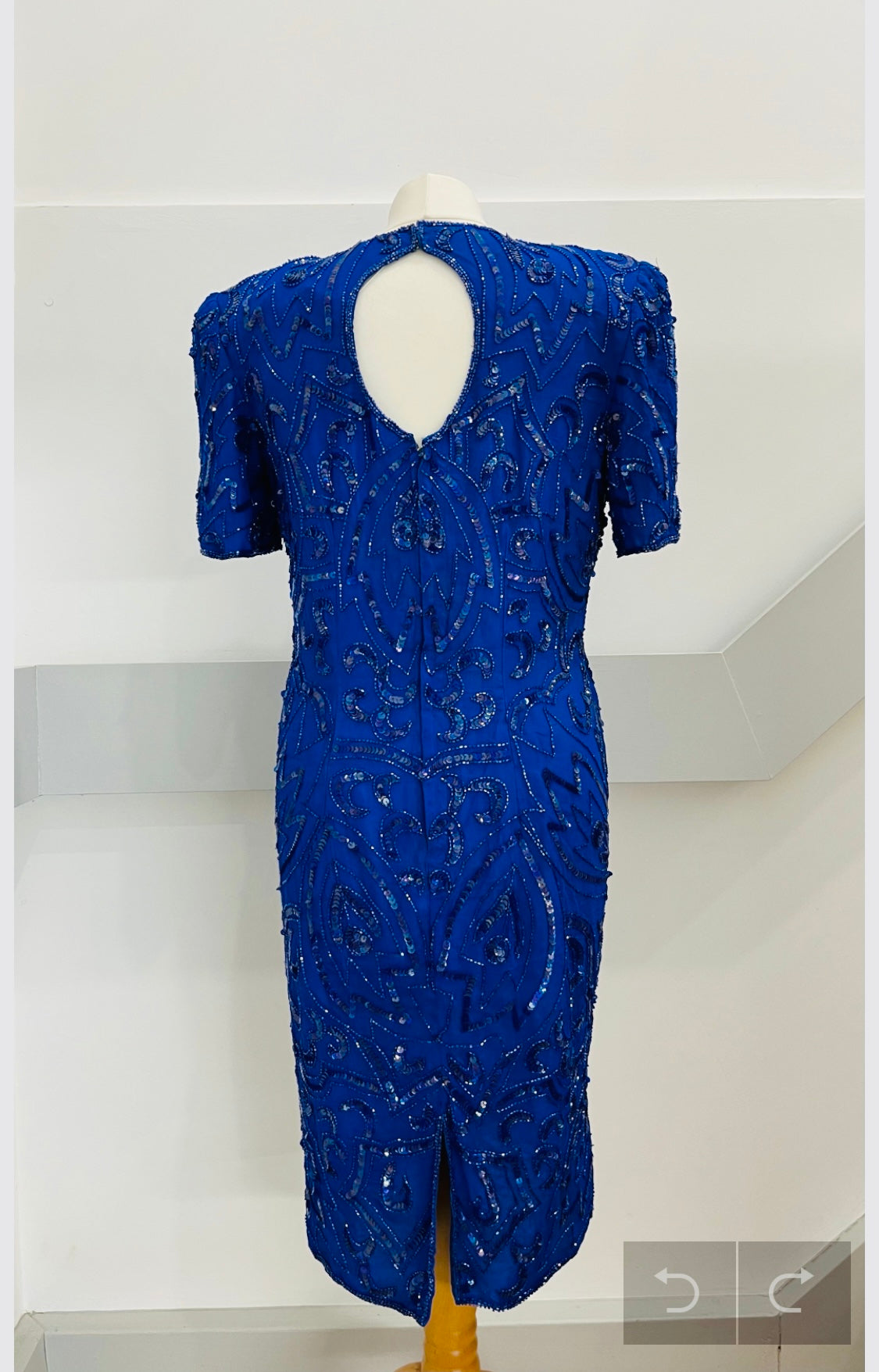 Vintage clothing- Vintage Dress-Blue Embellished 1980s - Frock33