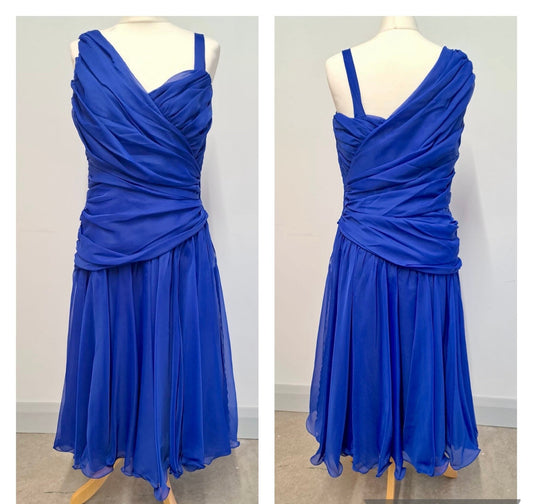 Vintage Dresses | 1980s Frank Usher Occasion Dres Blue, Size 12-14 UK | Frock33