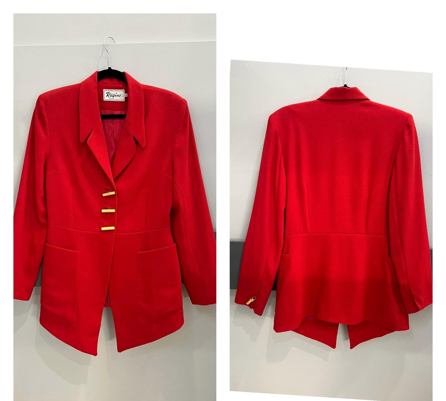 Vintage Clothing - Vintage Blazer Jacket -1980s - Red with Gold Buttons by Regine size 10 - Frock33