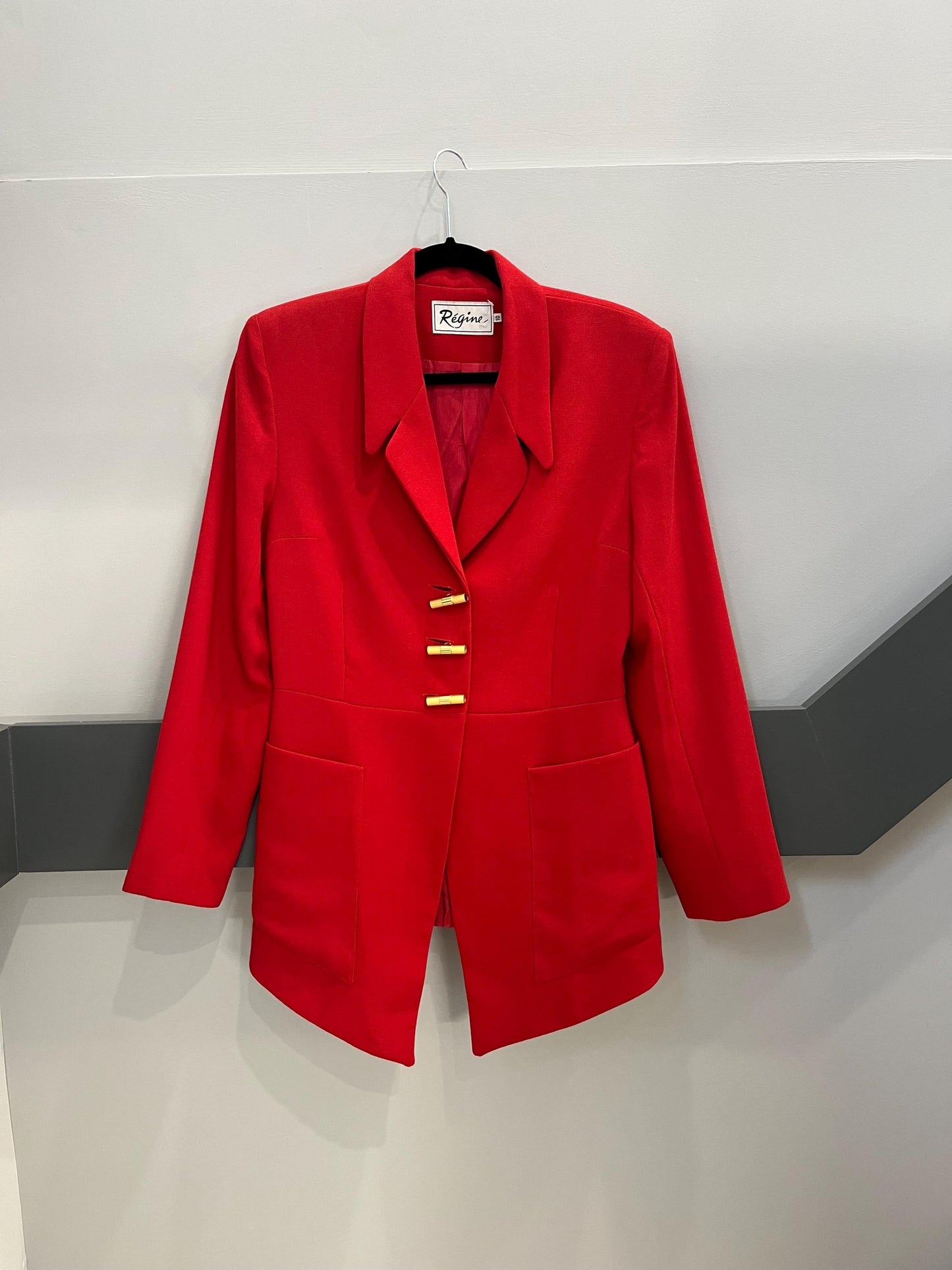 Vintage Clothing - Vintage Blazer Jacket -1980s - Red with Gold Buttons by Regine size 10 - Frock33