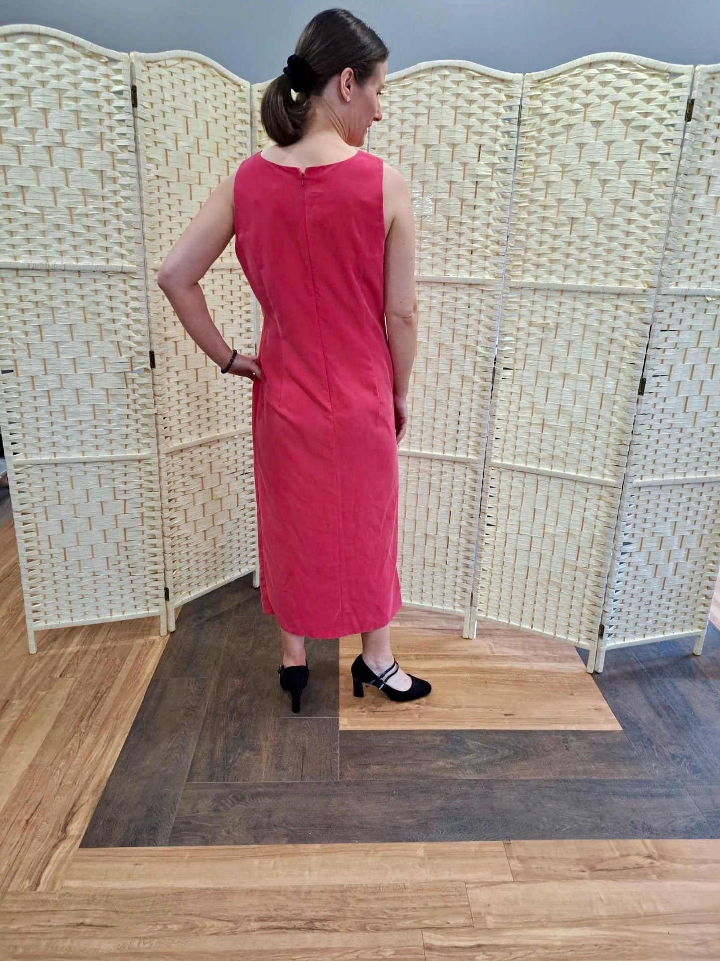 Vintage Dresses - Maxi 90s Dress by Hamells - Hot pink - size 12 - Frock33