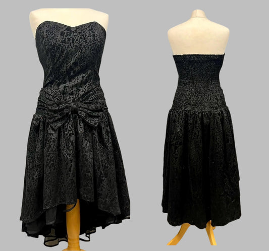 Vintage Dresses -1980s Black Cocktail Party Dress - size 10 - Frock 33